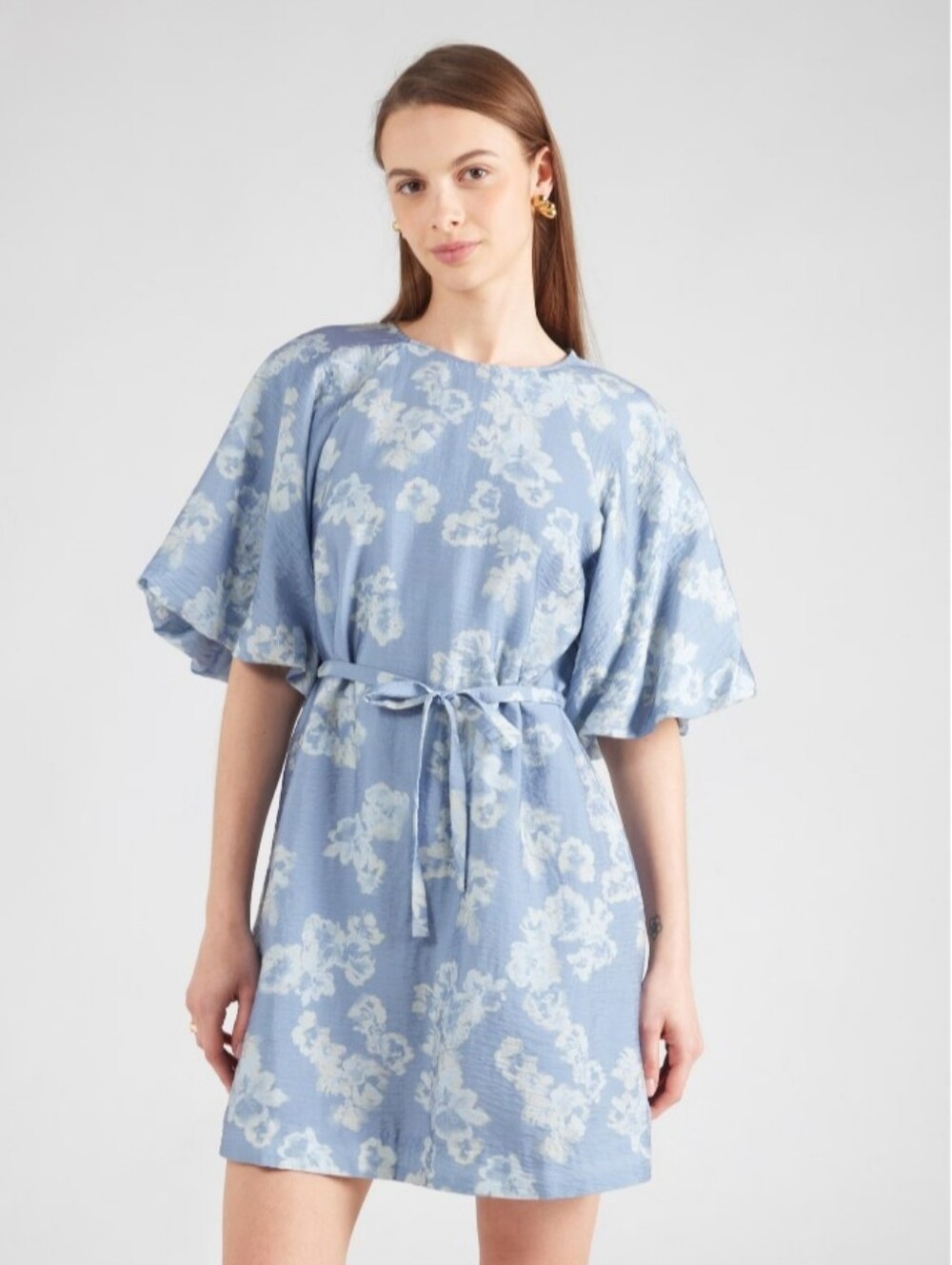 & Other Stories blue all-over floral print puff sleeves dress
